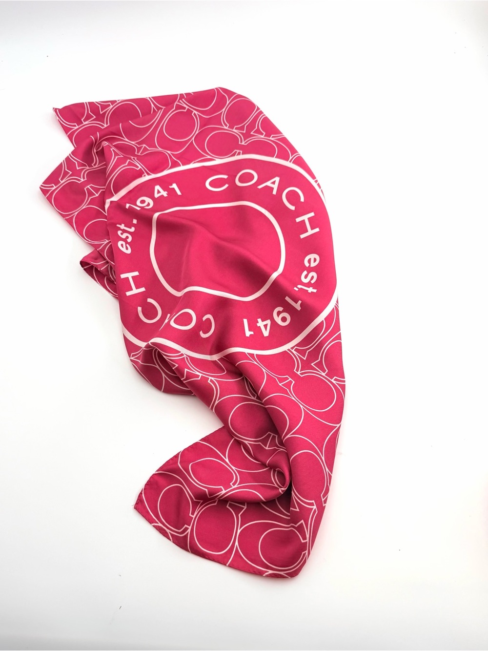 Vintage Coach Silk Square Scarf - Signature C Pink Monogram